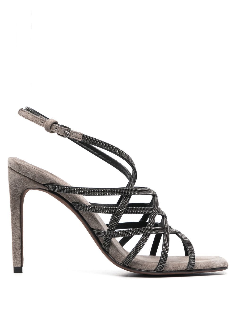 Brunello Cucinelli 110mm heeled suede sandals - Grey von Brunello Cucinelli