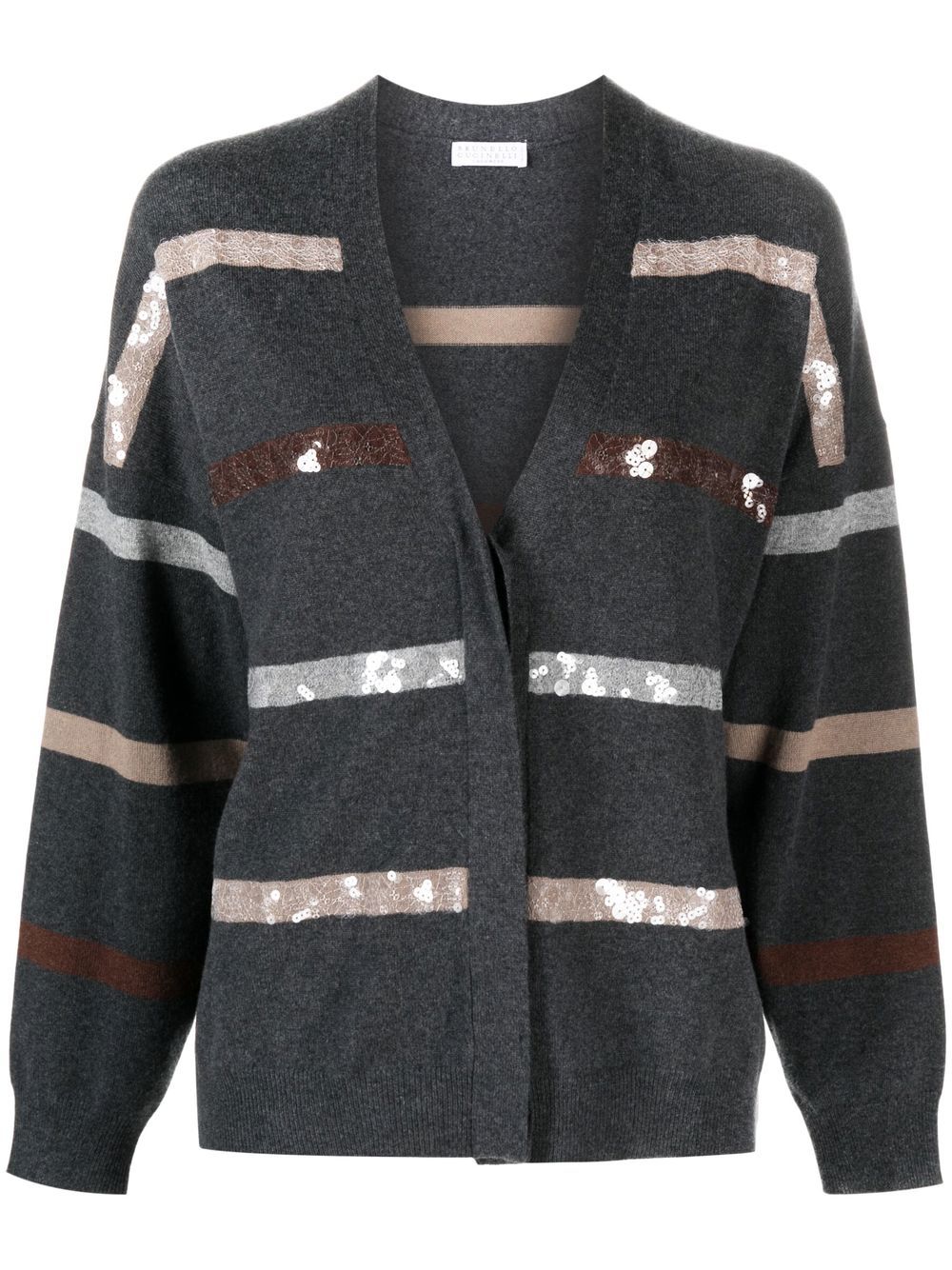 Brunello Cucinelli Dazzling Stripes sequined cardigan - Grey von Brunello Cucinelli