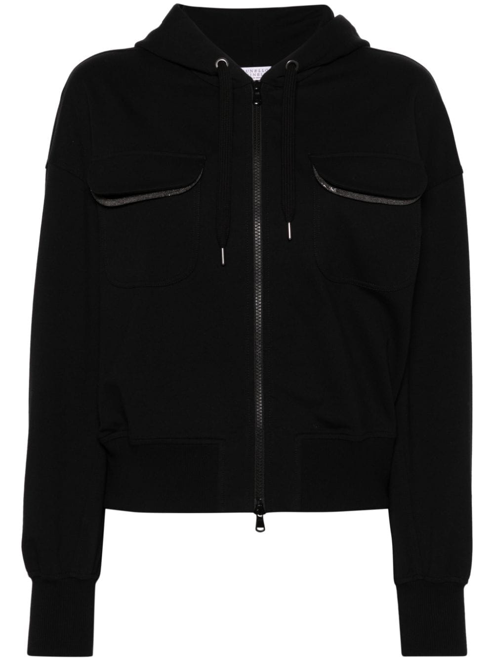 Brunello Cucinelli Monili bead-embellished hoodie - Black von Brunello Cucinelli