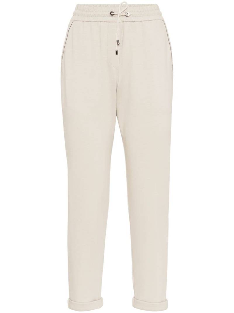 Brunello Cucinelli Monili bead-embellished track pants - Neutrals von Brunello Cucinelli