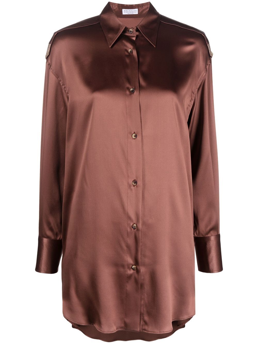 Brunello Cucinelli Monili chain detail shirt - Brown von Brunello Cucinelli