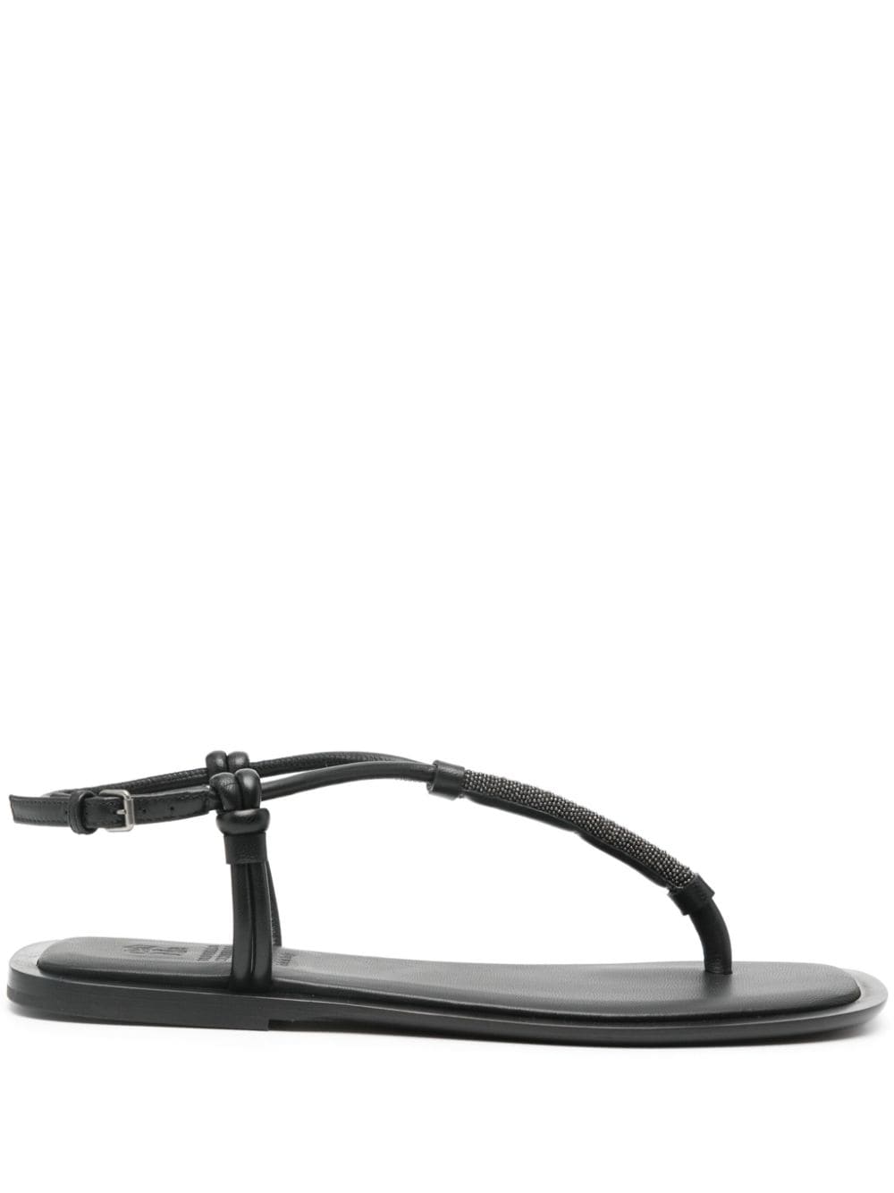 Brunello Cucinelli Monili-chain leather sandals - Black von Brunello Cucinelli