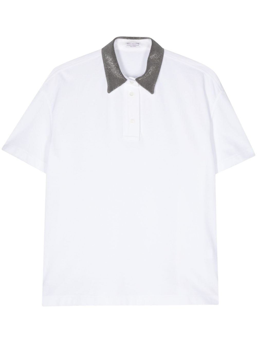 Brunello Cucinelli Monili-chain polo top - White von Brunello Cucinelli