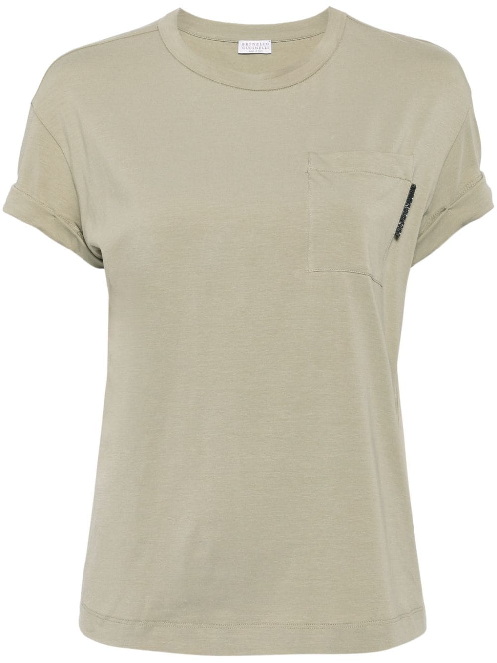 Brunello Cucinelli Monili-detail crew-neck T-shirt - Green von Brunello Cucinelli