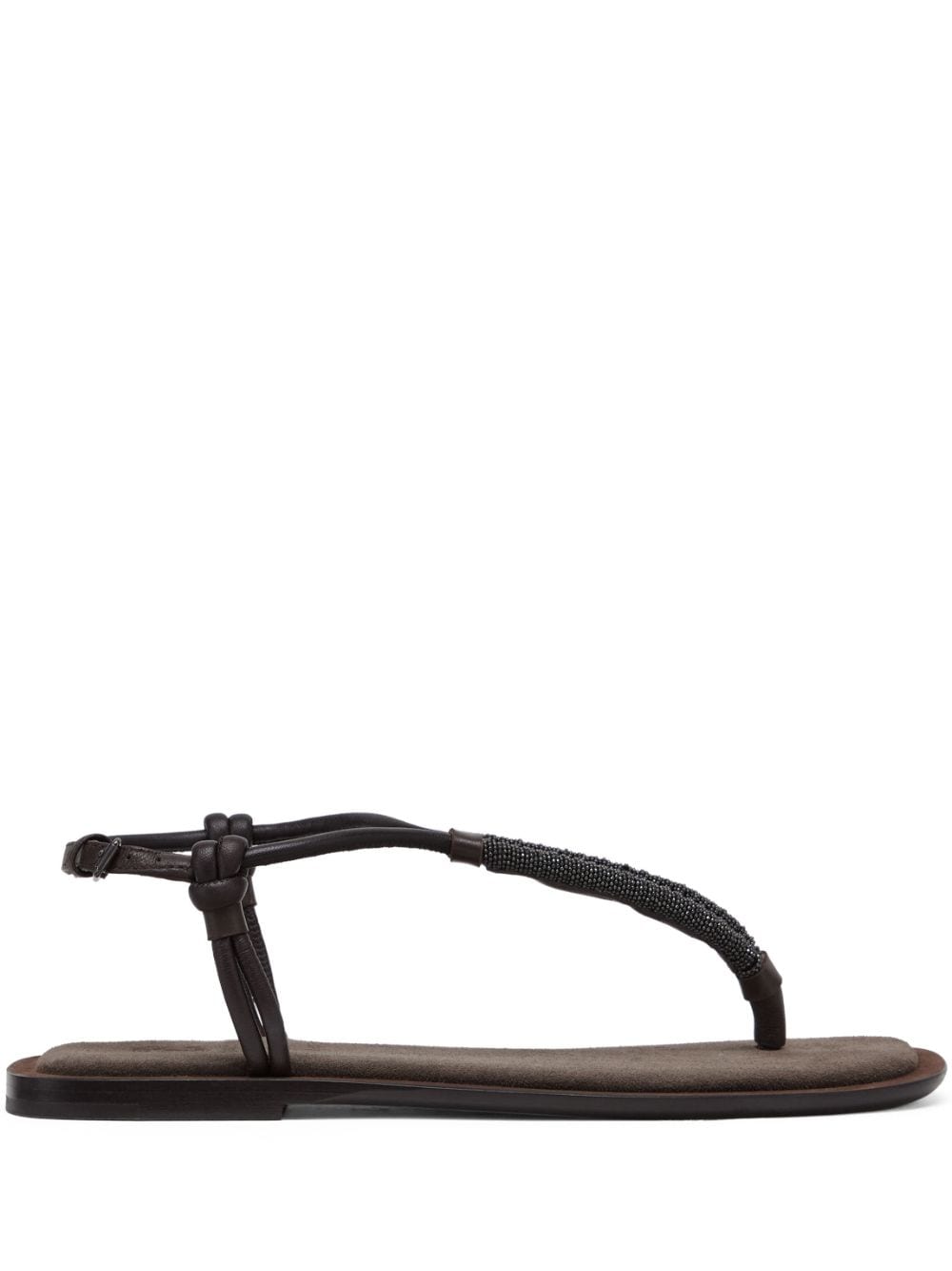 Brunello Cucinelli Monili-detail leather sandals - Brown von Brunello Cucinelli