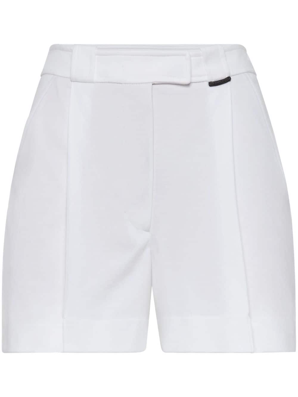 Brunello Cucinelli Monili-embellished cotton shorts - White von Brunello Cucinelli
