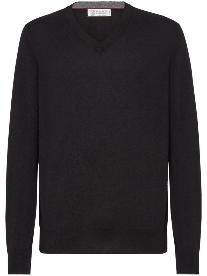 Brunello Cucinelli V-neck cashmere jumper - Black von Brunello Cucinelli