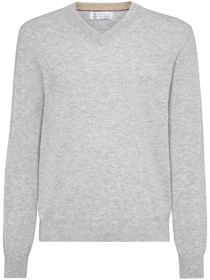 Brunello Cucinelli V-neck cashmere jumper - Grey von Brunello Cucinelli