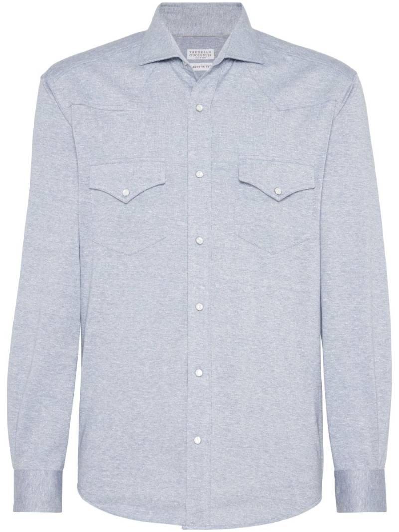 Brunello Cucinelli Western linen-cotton jersey shirt - Blue von Brunello Cucinelli