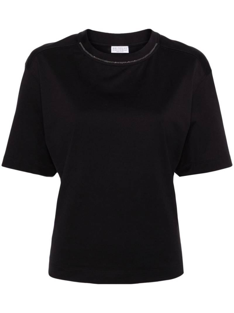 Brunello Cucinelli bead-embellished cotton T-shirt - Black von Brunello Cucinelli