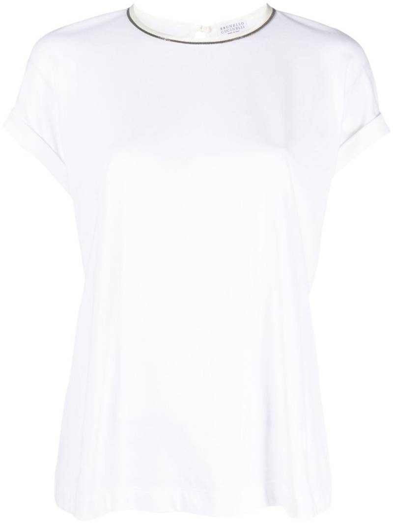 Brunello Cucinelli bead-embellished cotton T-shirt - White von Brunello Cucinelli