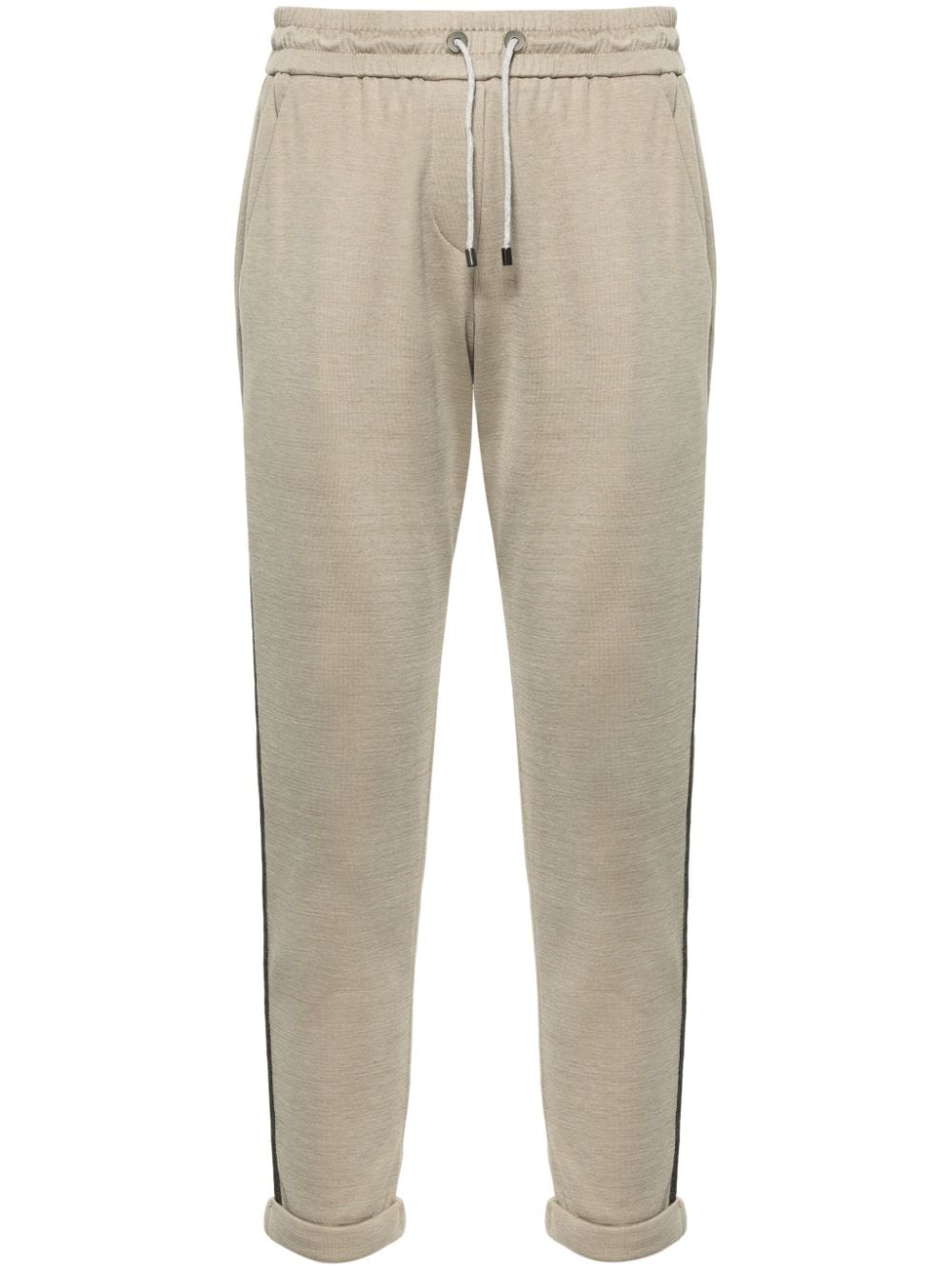 Brunello Cucinelli bead-trim cropped track pants - Green von Brunello Cucinelli