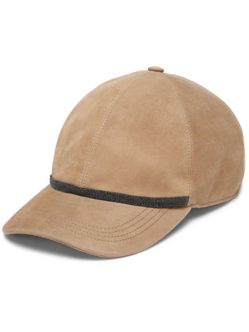 Brunello Cucinelli beaded suede baseball cap - Brown von Brunello Cucinelli