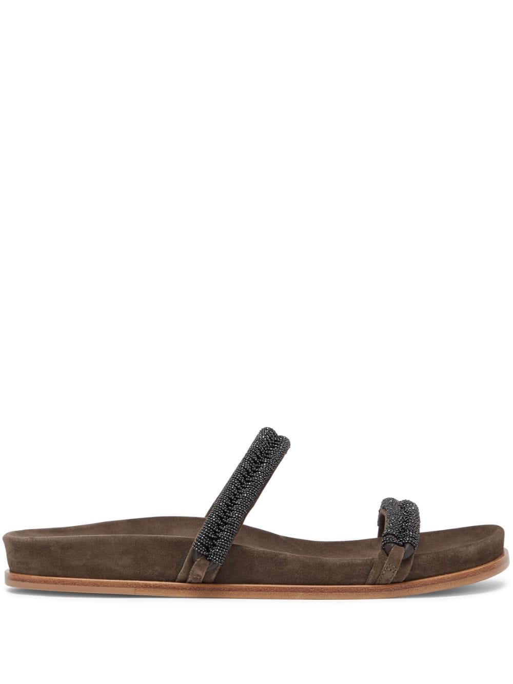 Brunello Cucinelli beaded suede sandals - Brown von Brunello Cucinelli