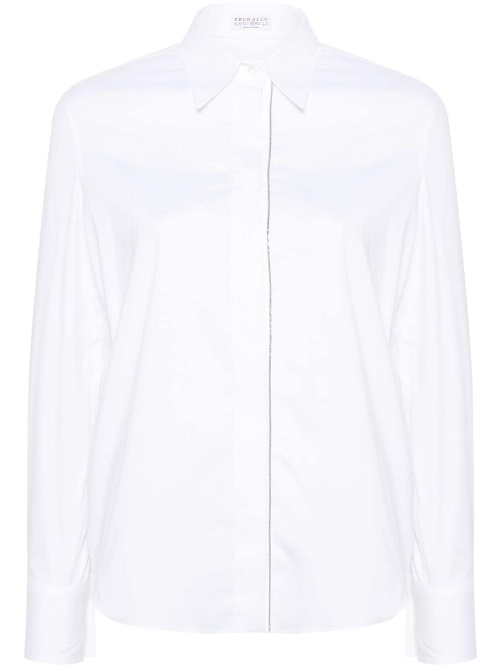 Brunello Cucinelli beaded-trim poplin shirt - White von Brunello Cucinelli