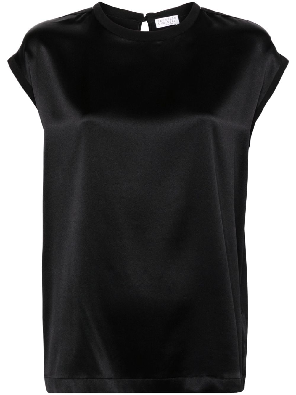 Brunello Cucinelli beaded-trim satin blouse - Black von Brunello Cucinelli