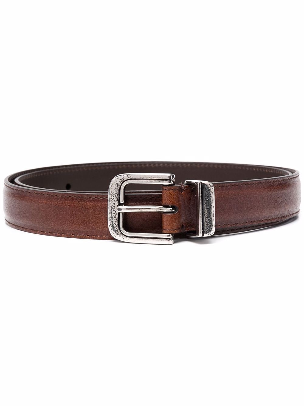 Brunello Cucinelli buckled leather belt - Brown von Brunello Cucinelli