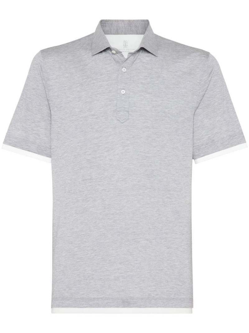 Brunello Cucinelli button-fastening silk-blend polo shirt - Grey von Brunello Cucinelli