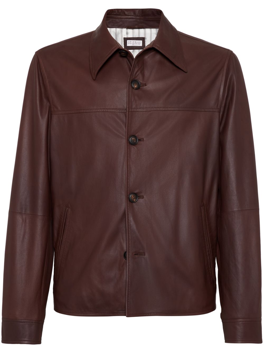 Brunello Cucinelli button-front leather jacket - Brown von Brunello Cucinelli