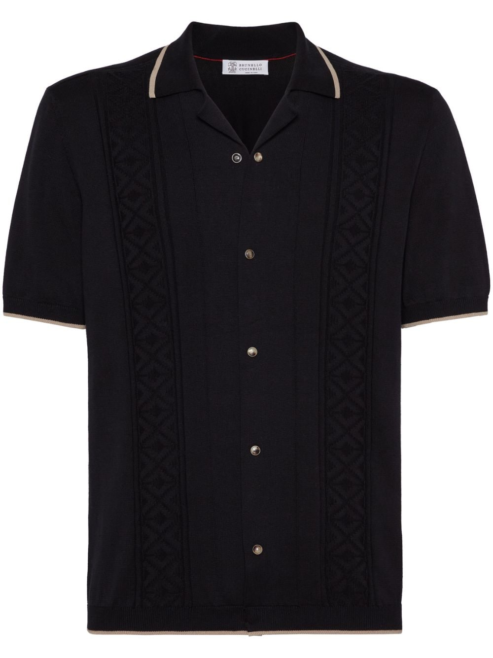 Brunello Cucinelli button-up cotton polo jumper - Black von Brunello Cucinelli