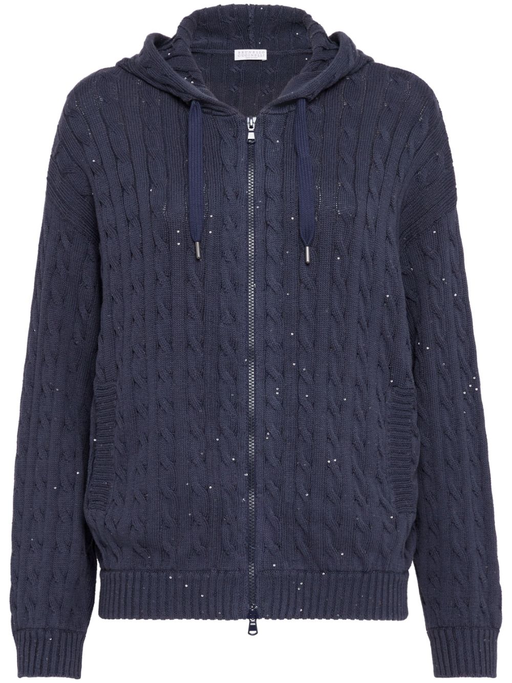 Brunello Cucinelli cable-knit sequin cardigan - Blue von Brunello Cucinelli