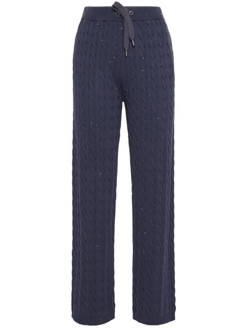 Brunello Cucinelli cable-knit trousers - Blue von Brunello Cucinelli