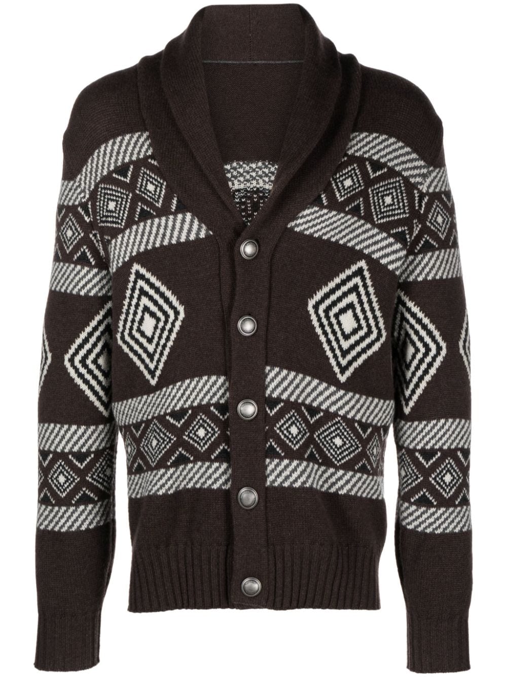 Brunello Cucinelli cashmere pattern-intarsia cardigan - Brown von Brunello Cucinelli