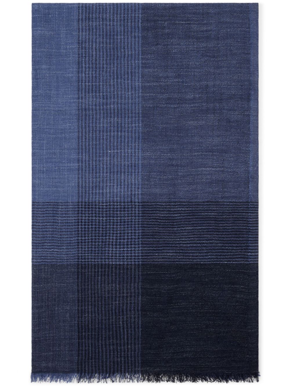 Brunello Cucinelli check-pattern silk-blend scarf - Blue von Brunello Cucinelli