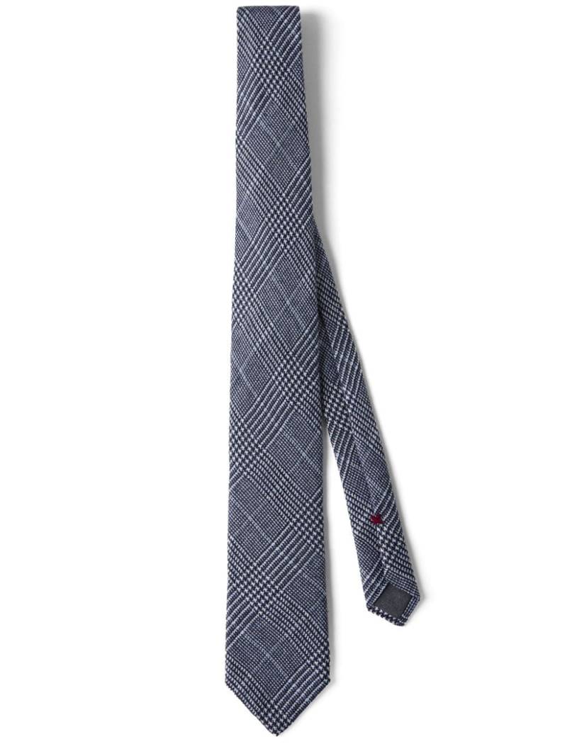 Brunello Cucinelli checked silk-linen tie - Blue von Brunello Cucinelli