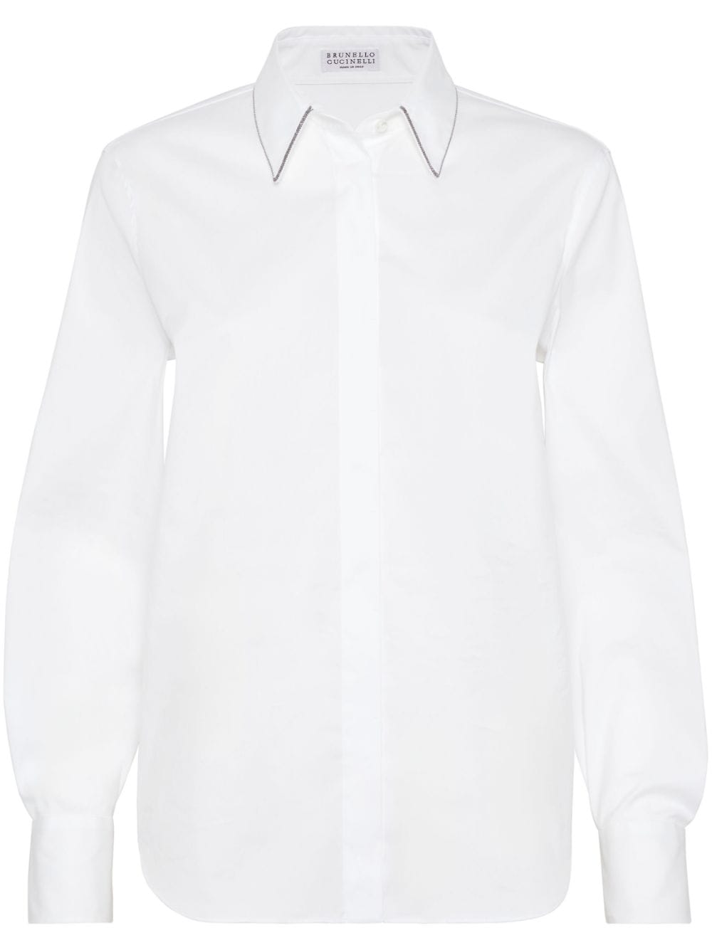 Brunello Cucinelli collar-trim long-sleeve shirt - White von Brunello Cucinelli