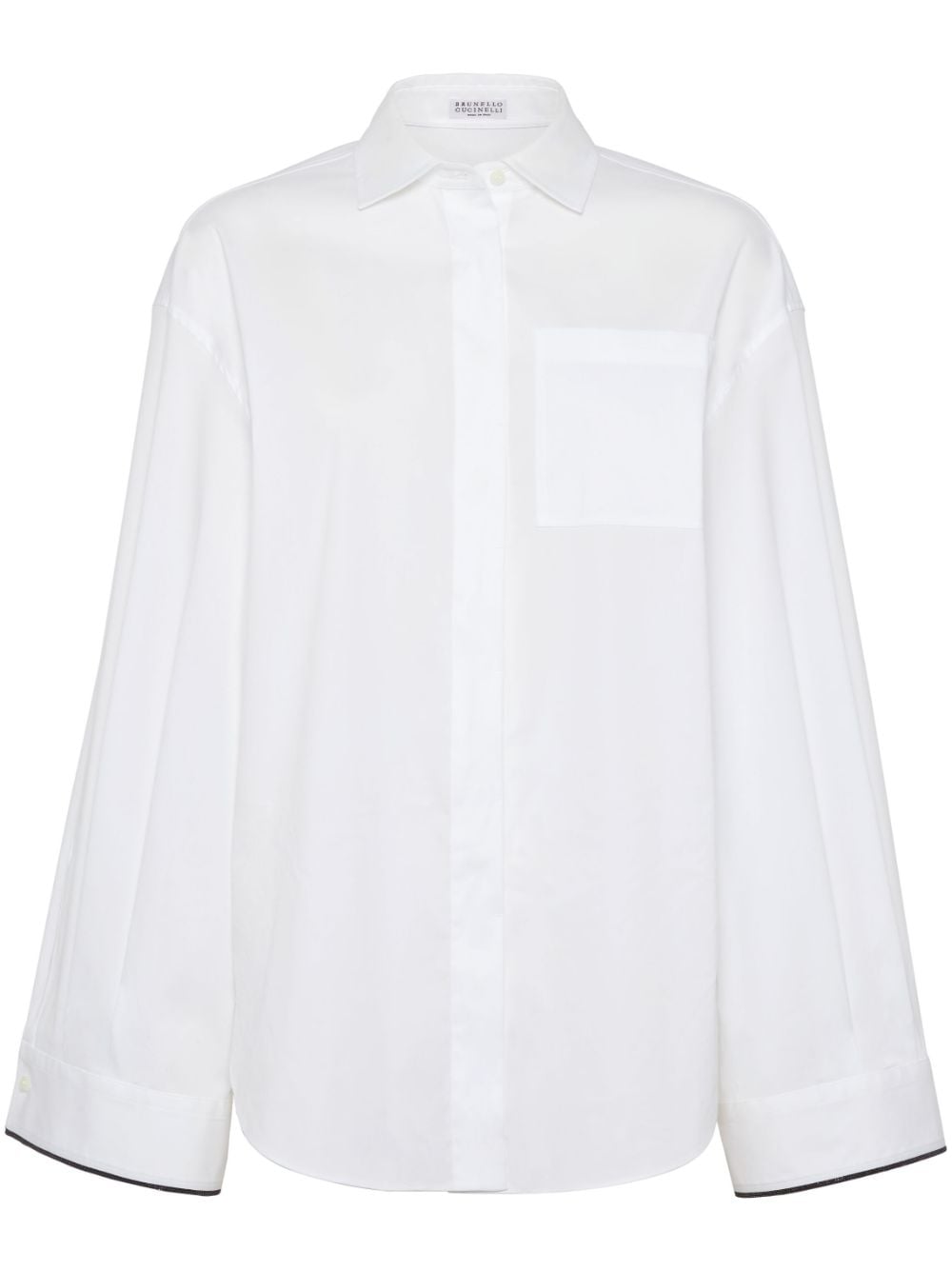 Brunello Cucinelli contrast-border poplin shirt - White von Brunello Cucinelli