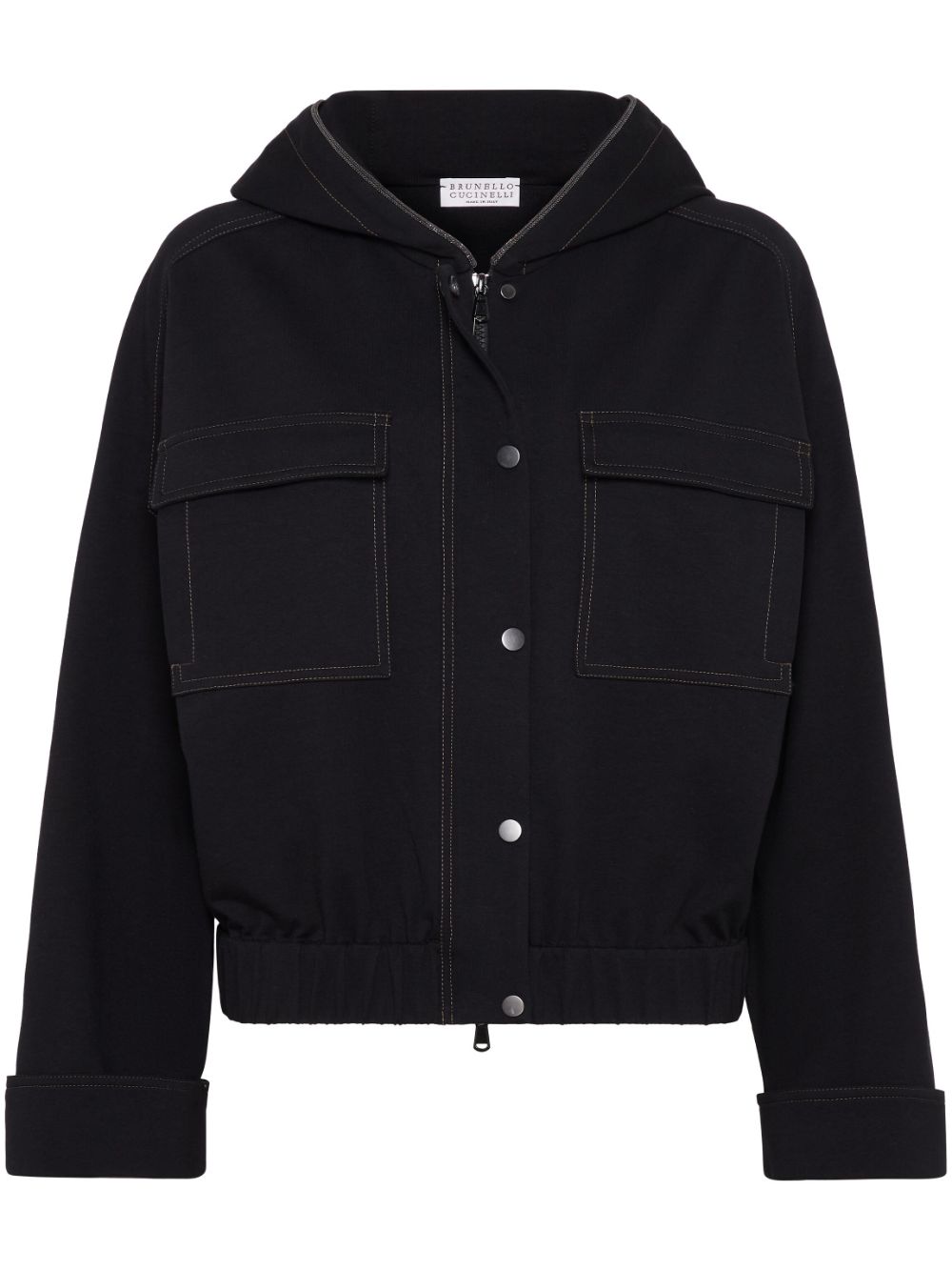 Brunello Cucinelli contrast-stitching hooded jacket - Black von Brunello Cucinelli