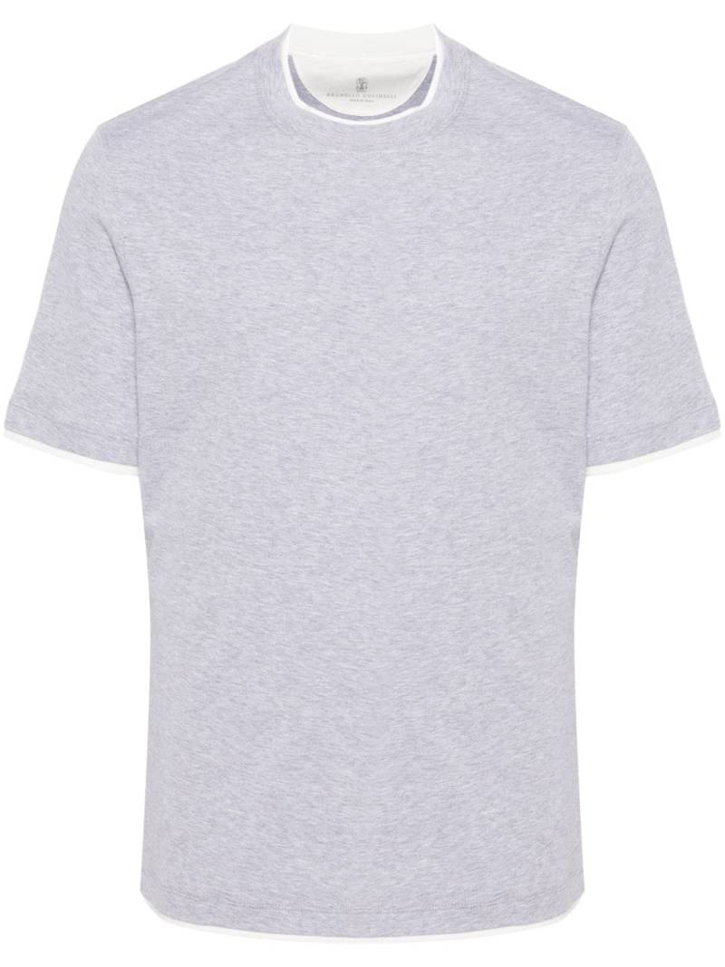 Brunello Cucinelli contrast-trim T-shirt - Grey von Brunello Cucinelli