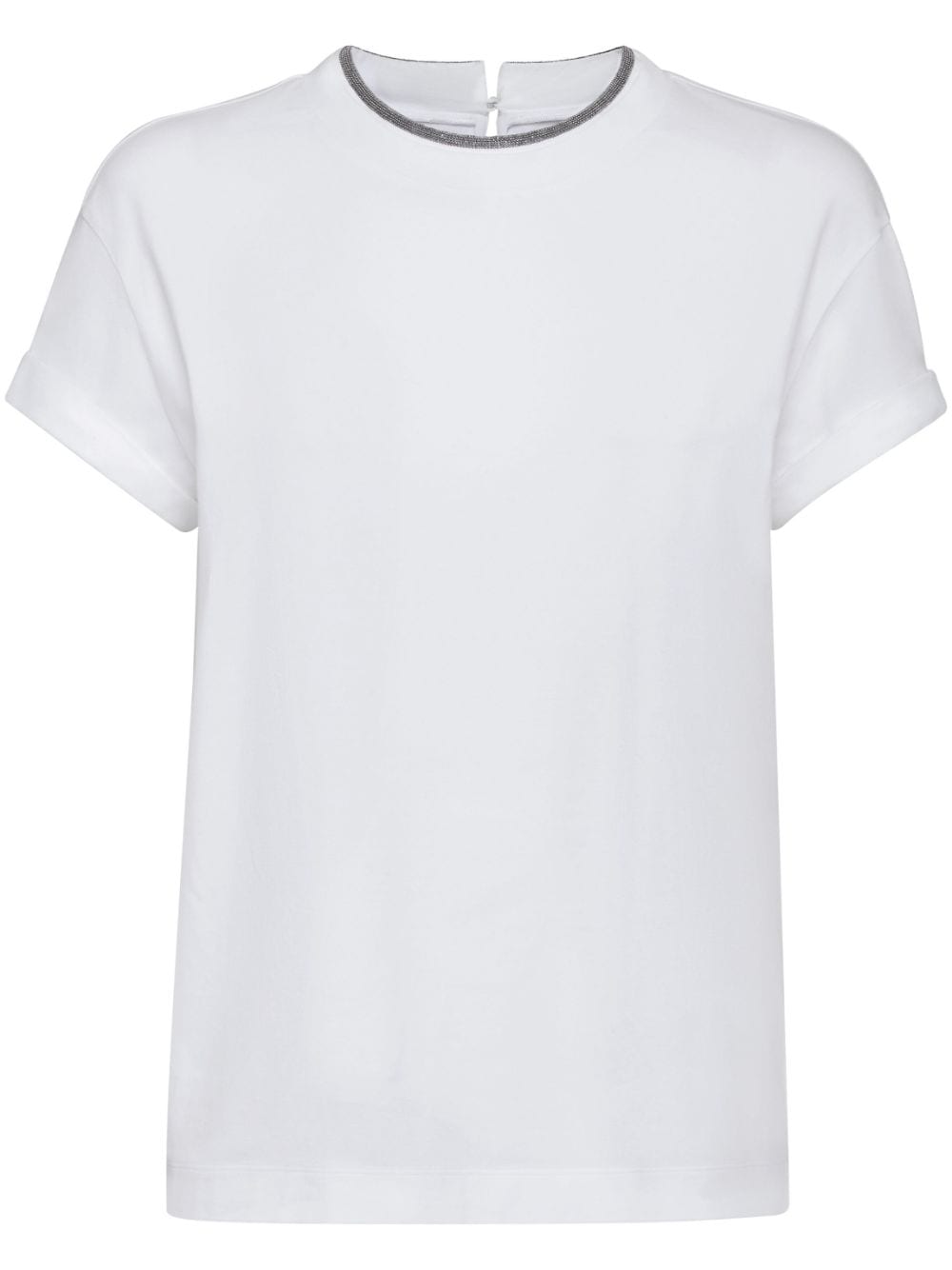 Brunello Cucinelli contrast-trim T-shirt - White von Brunello Cucinelli
