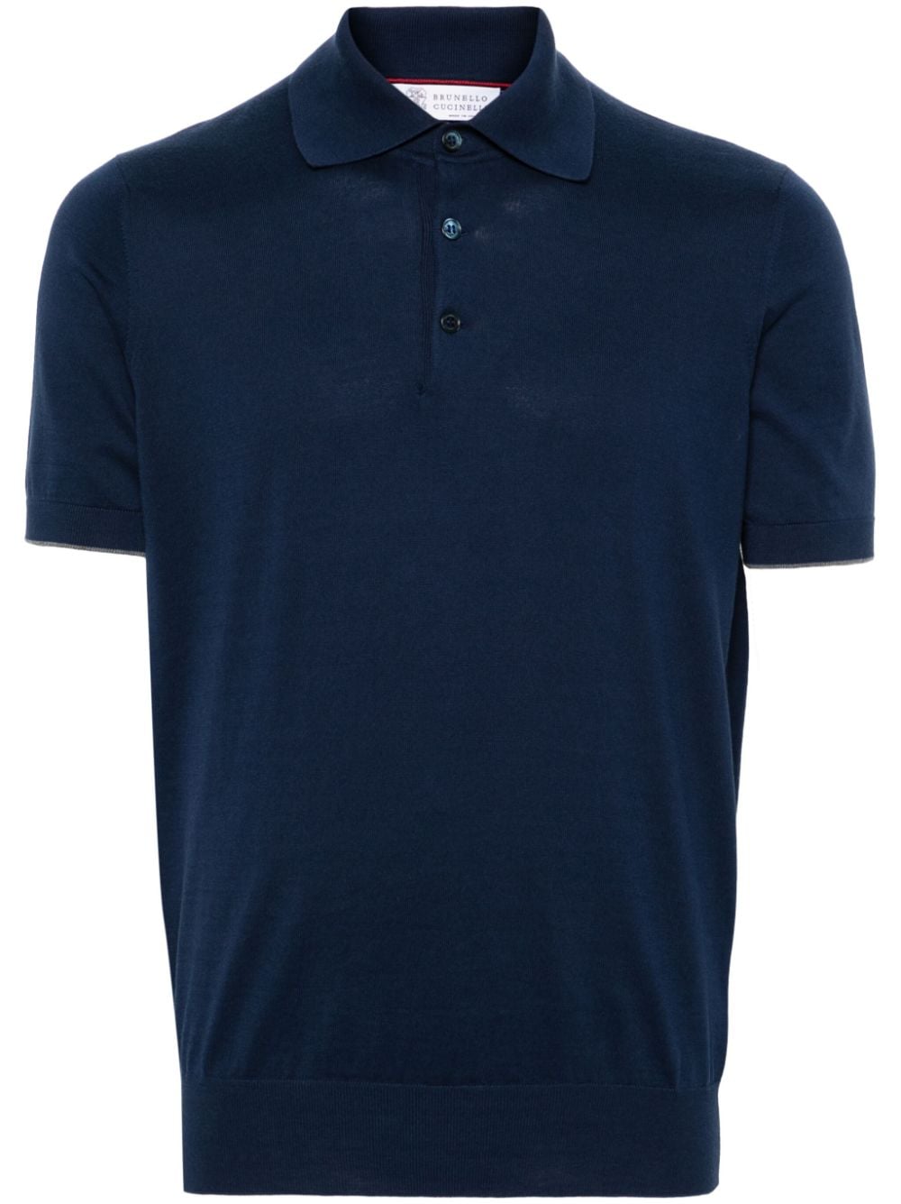 Brunello Cucinelli contrasting-trim cotton polo shirt - Blue von Brunello Cucinelli