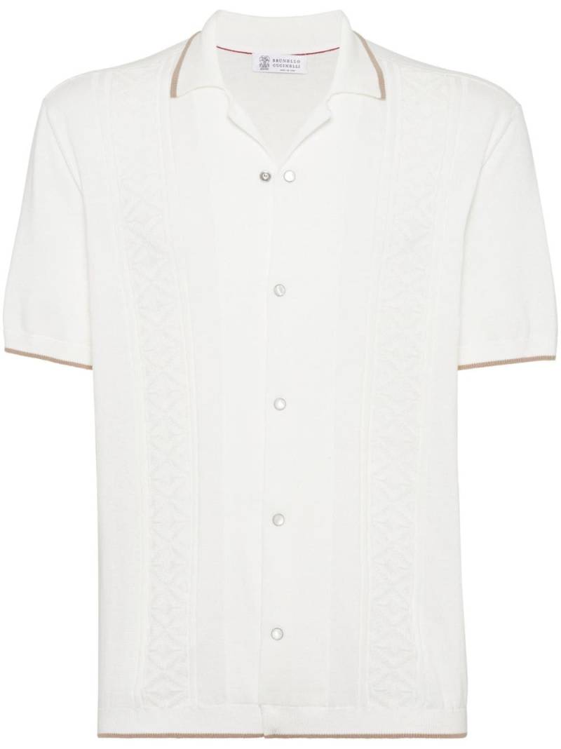 Brunello Cucinelli contrasting-trim cotton shirt - White von Brunello Cucinelli