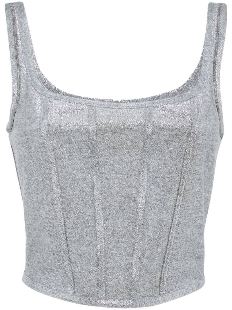 Brunello Cucinelli corset jersey cropped top - Silver von Brunello Cucinelli