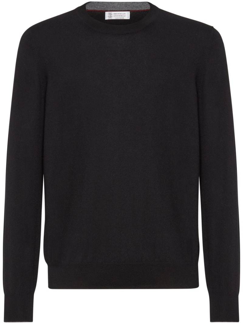 Brunello Cucinelli crew-neck cashmere jumper - Black von Brunello Cucinelli