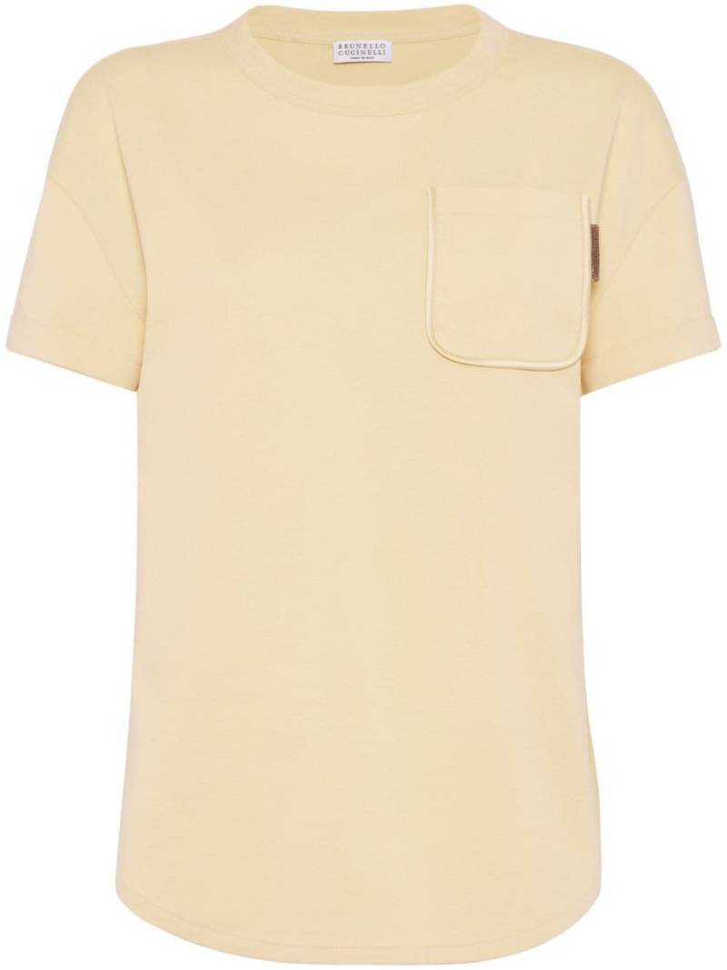 Brunello Cucinelli crew-neck cotton T-shirt - Yellow von Brunello Cucinelli