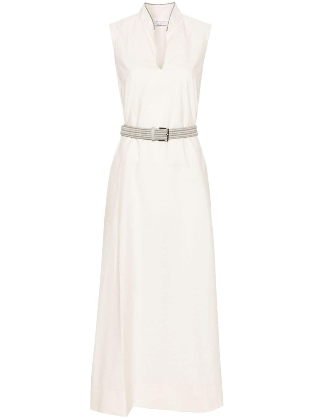 Brunello Cucinelli belted maxi dress - White von Brunello Cucinelli