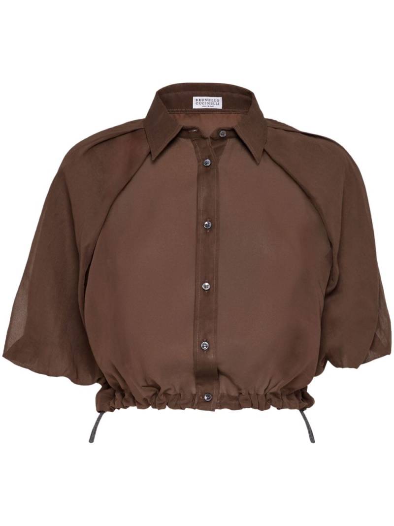 Brunello Cucinelli cropped cotton shirt - Brown von Brunello Cucinelli