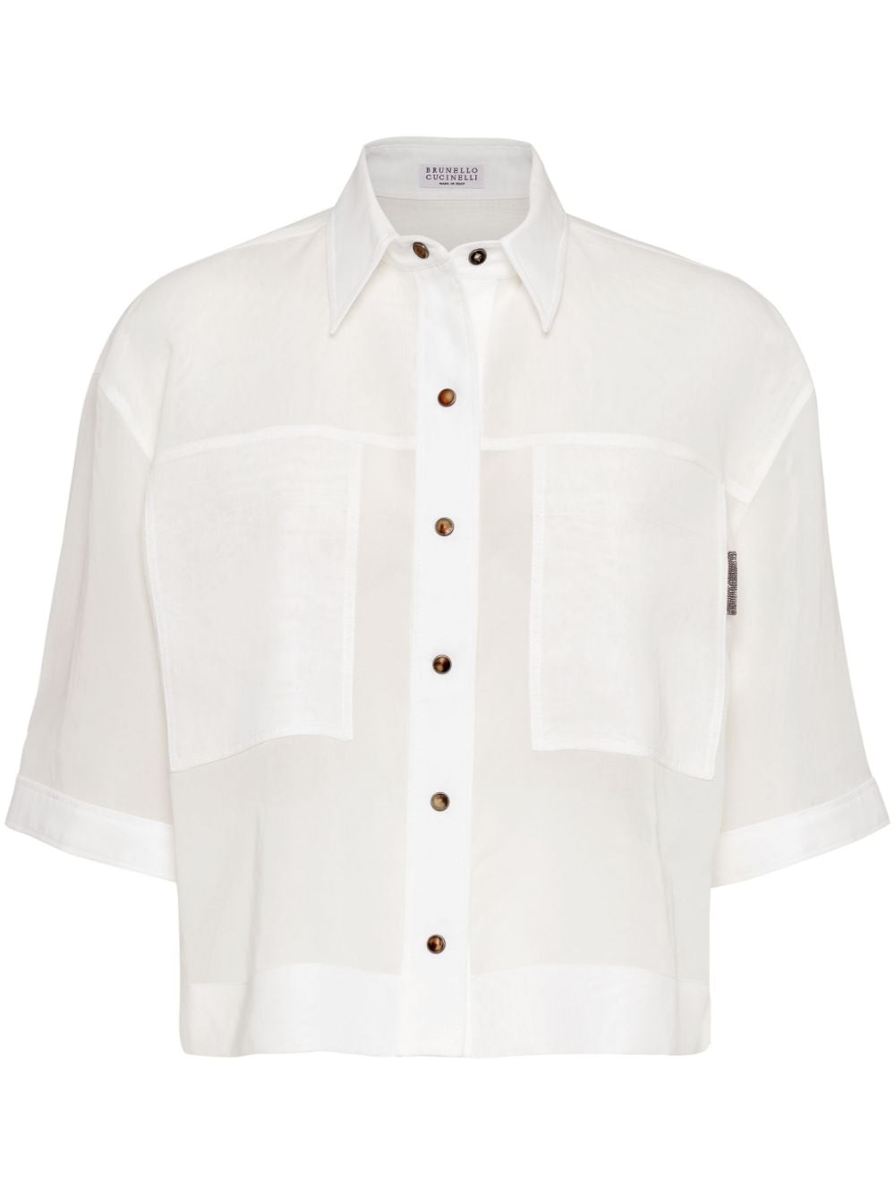 Brunello Cucinelli cropped short-sleeve shirt - White von Brunello Cucinelli