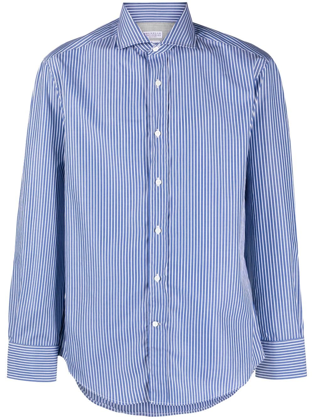 Brunello Cucinelli cutaway-collar striped shirt - Blue von Brunello Cucinelli