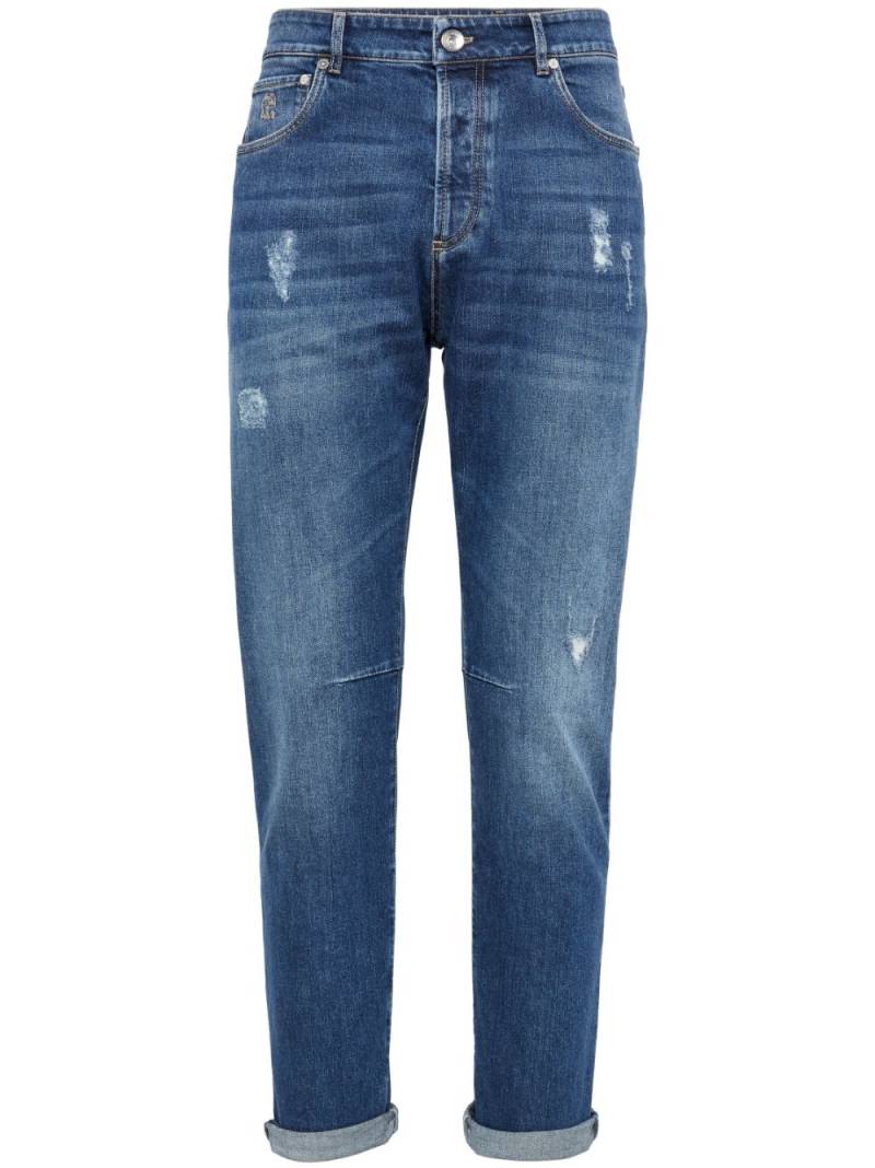 Brunello Cucinelli distressed straight-leg jeans - Blue von Brunello Cucinelli