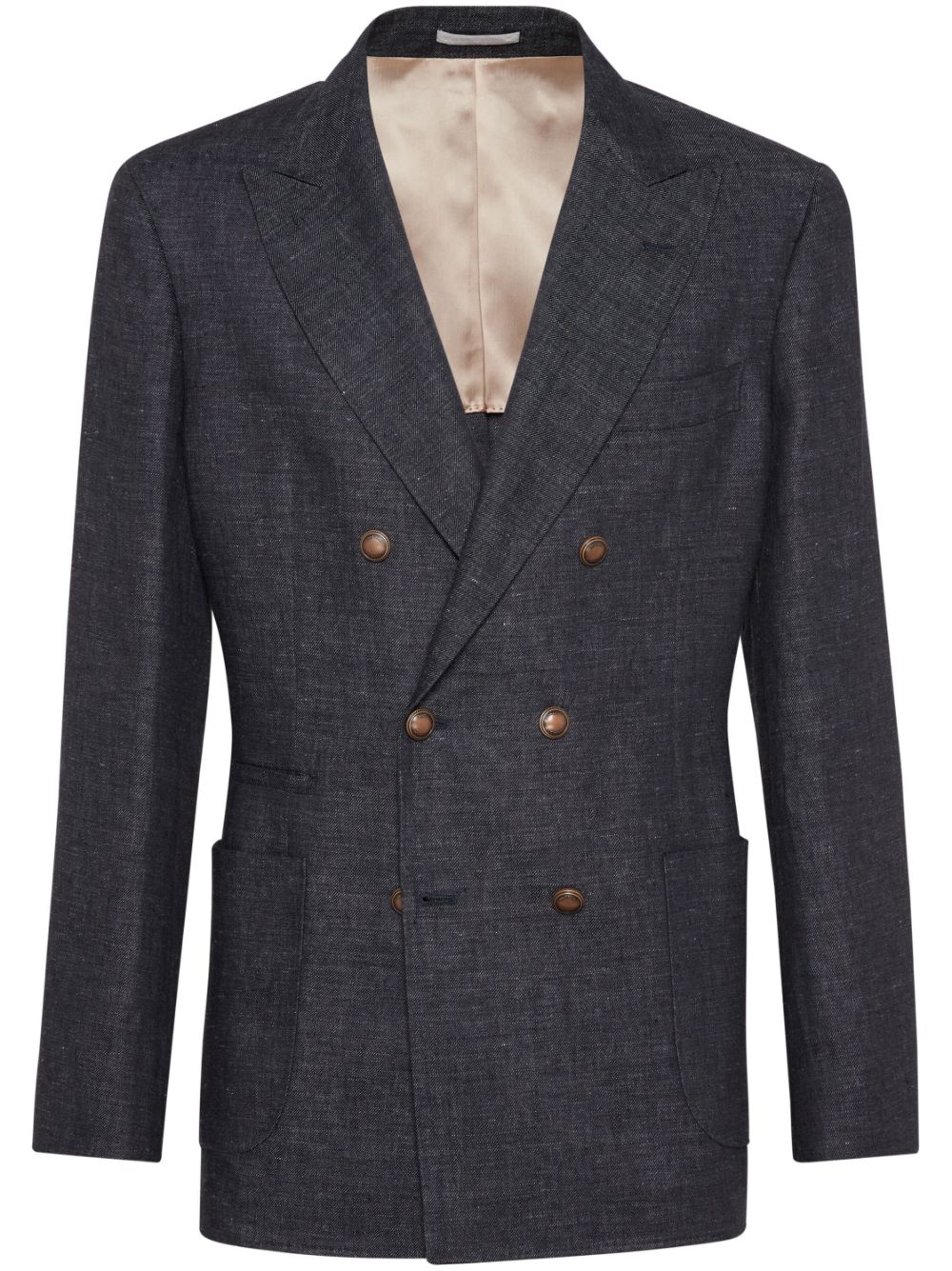 Brunello Cucinelli double-breasted linen blazer - Black von Brunello Cucinelli