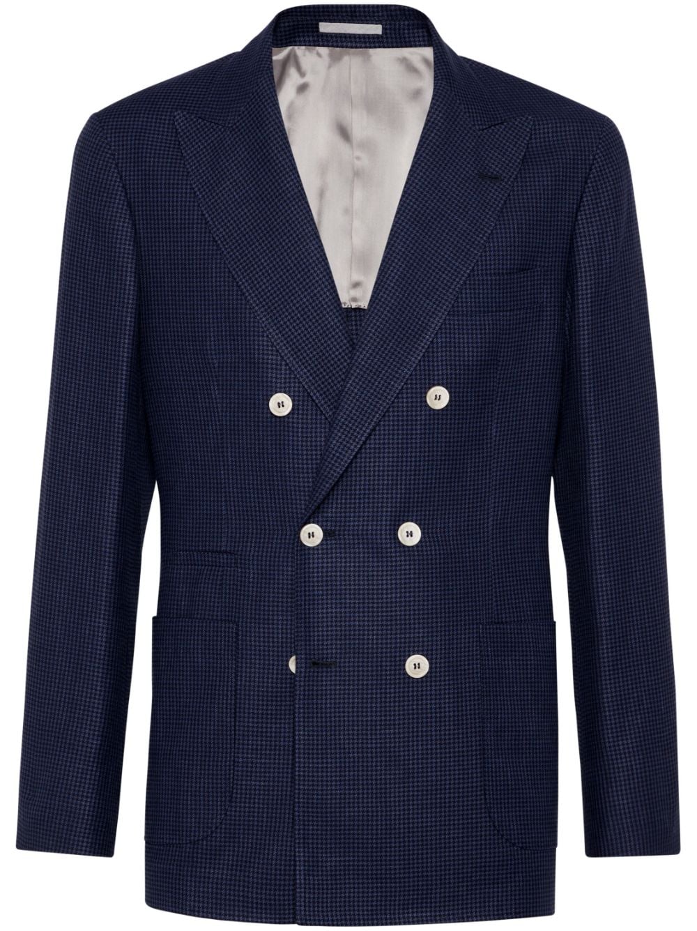 Brunello Cucinelli double-breasted silk blazer - Blue von Brunello Cucinelli