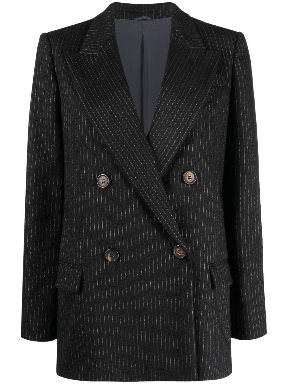 Brunello Cucinelli double-breasted wool blazer - Black von Brunello Cucinelli