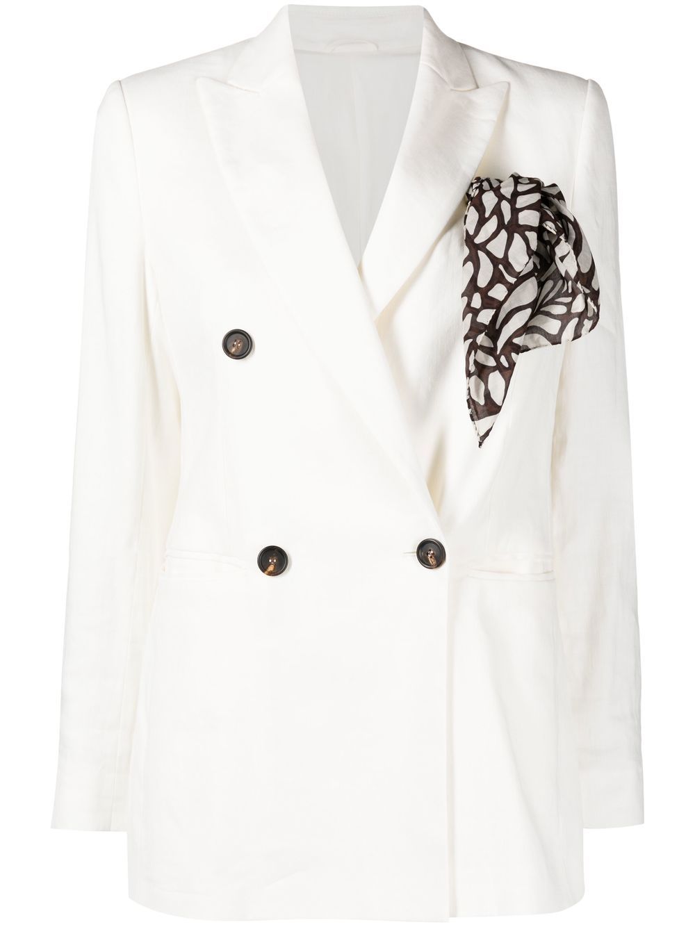 Brunello Cucinelli double-breasted woven blazer - White von Brunello Cucinelli