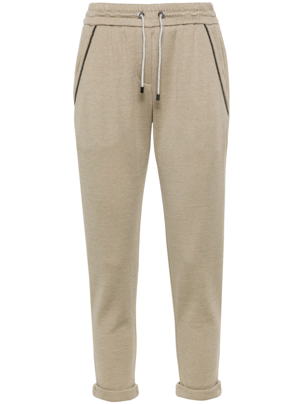 Brunello Cucinelli drawstring jersey track pants - Green von Brunello Cucinelli