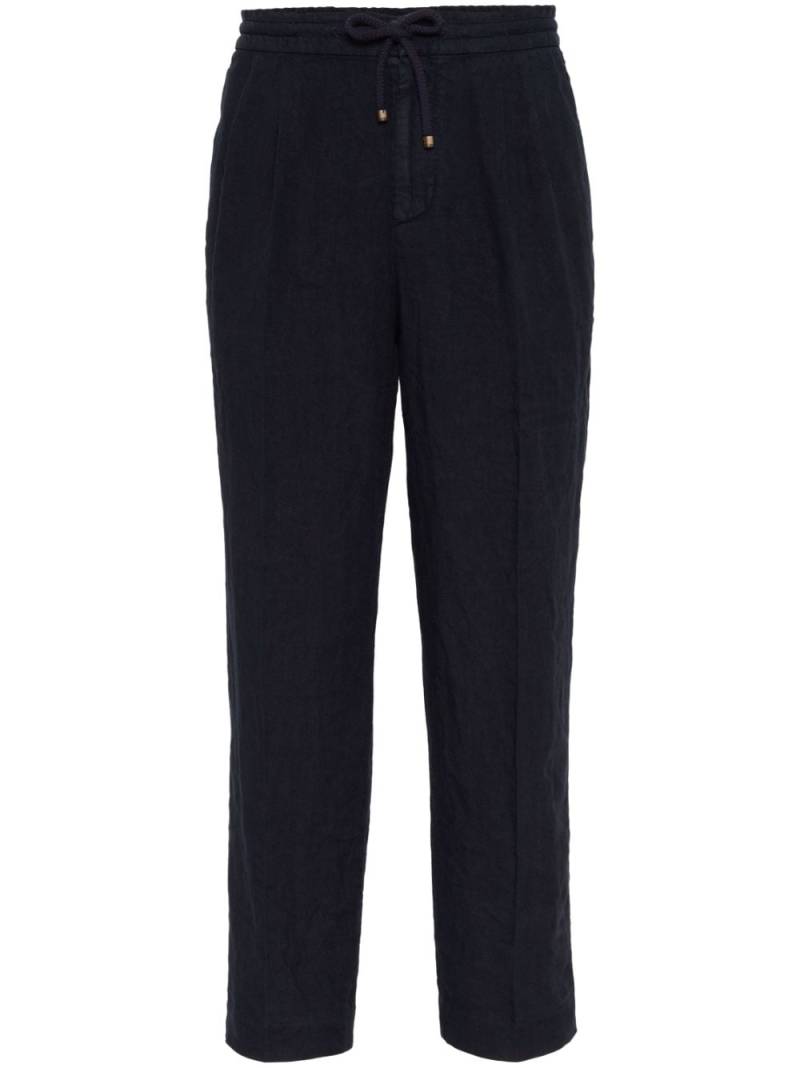 Brunello Cucinelli drawstring-waist linen trousers - Black von Brunello Cucinelli